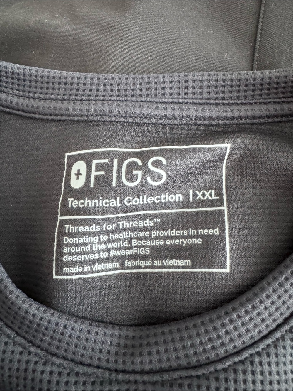 Figs Black Long Sleeve Waffle Knit Under Scrub - Picture 2 of 4
